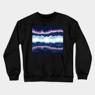 Aurora over snowy mountain Crewneck Sweatshirt